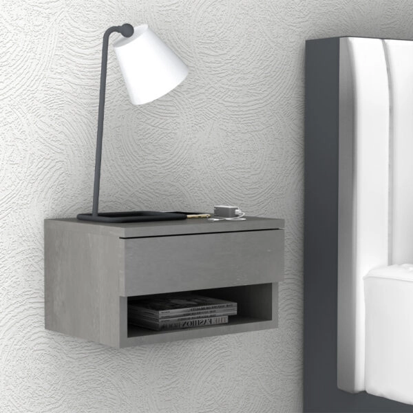 Κομοδίνο επιτοίχιο Mary Megapap χρώμα γκρι σκυροδέματος 40x30x23εκ.