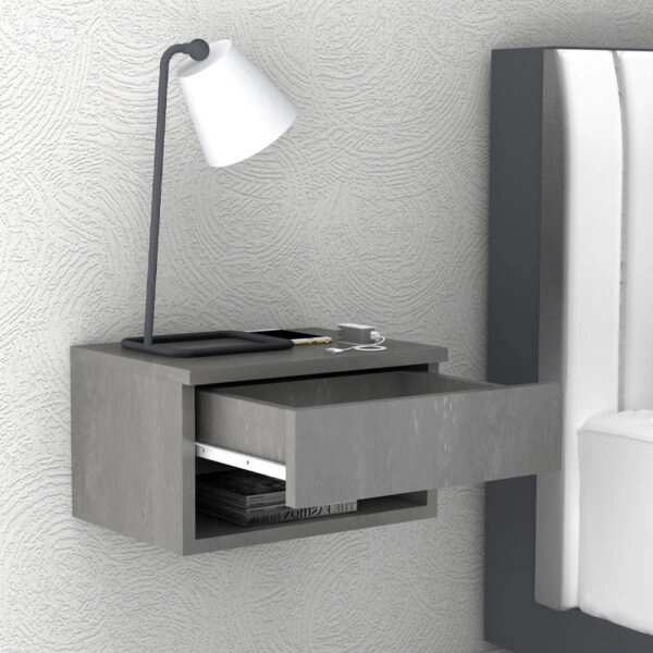 Κομοδίνο επιτοίχιο Mary Megapap χρώμα γκρι σκυροδέματος 40x30x23εκ.
