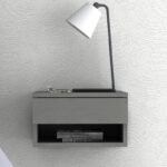 Κομοδίνο επιτοίχιο Mary Megapap χρώμα γκρι σκυροδέματος 40x30x23εκ.