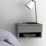 Κομοδίνο επιτοίχιο Mary Megapap χρώμα γκρι σκυροδέματος 40x30x23εκ.