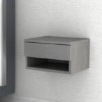 Κομοδίνο επιτοίχιο Mary Megapap χρώμα γκρι σκυροδέματος 40x30x23εκ.