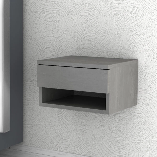 Κομοδίνο επιτοίχιο Mary Megapap χρώμα γκρι σκυροδέματος 40x30x23εκ.