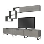 Σύνθεση τηλεόρασης Heydar Megapap χρώμα γκρι σκυροδέματος 210x35x40εκ.