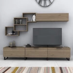 Σύνθεση τηλεόρασης Heydar Megapap χρώμα καρυδί 210x35x40εκ.