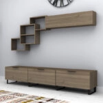 Σύνθεση τηλεόρασης Heydar Megapap χρώμα καρυδί 210x35x40εκ.