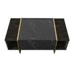 Τραπεζάκι σαλονιού Veyron  από μελαμίνη χρώμα μαύρο rebab - μαύρο εφέ μαρμάρου 104x60x37,3εκ.