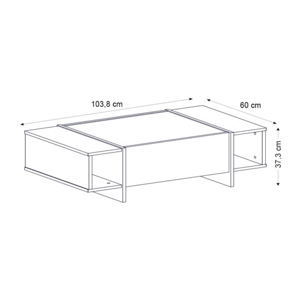 Τραπεζάκι σαλονιού Veyron  από μελαμίνη χρώμα μαύρο rebab - μαύρο εφέ μαρμάρου 104x60x37,3εκ.