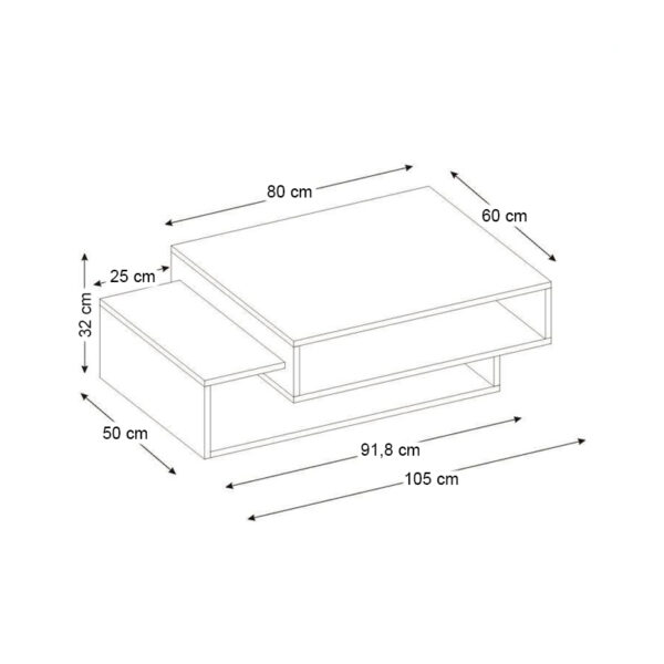 Τραπεζάκι σαλονιού Tab από μελαμίνη χρώμα λευκό - cordoba 105x60x32εκ.