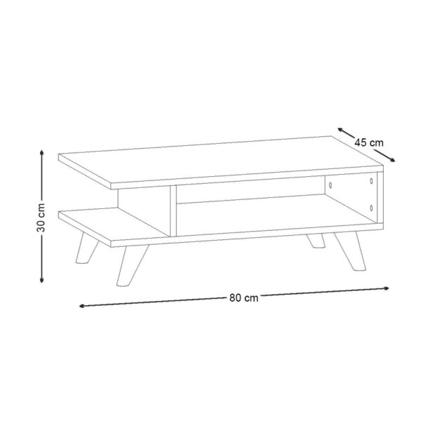 Τραπεζάκι σαλονιού Titus  από μελαμίνη χρώμα λευκό 80x45x30εκ.