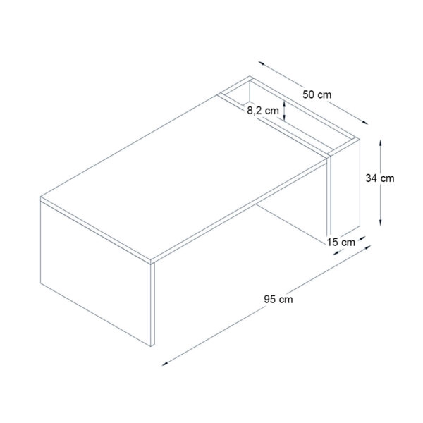 Τραπεζάκι σαλονιού View  από μελαμίνη χρώμα λευκό - καρυδί 95x50x34εκ.