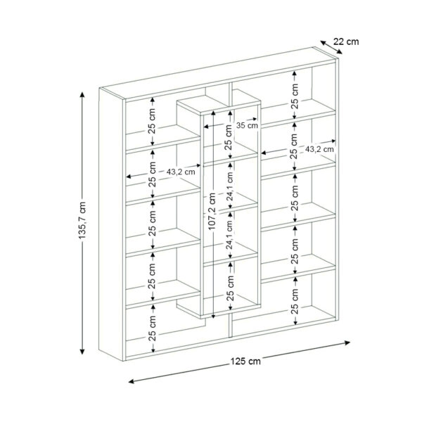 Βιβλιοθήκη μελαμίνης Ample  χρώμα λευκό 125x22x135,7εκ.