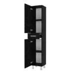 Ντουλάπι κουζίνας - μπάνιου Selina Megapap χρώμα sencron black 35x31x179εκ.