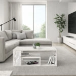 Τραπεζάκι σαλονιού Abdera Megapap χρώμα λευκό εφέ μαρμάρου 110x60x42εκ.