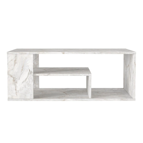 Τραπεζάκι σαλονιού Abdera Megapap χρώμα λευκό εφέ μαρμάρου 110x60x42εκ.