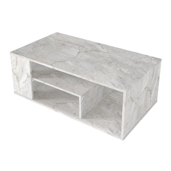 Τραπεζάκι σαλονιού Abdera Megapap χρώμα λευκό εφέ μαρμάρου 110x60x42εκ.