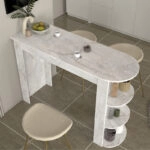 Τραπέζι μπαρ Vigne Megapap χρώμα λευκό εφέ μαρμάρου 150x51,6x101,8εκ.