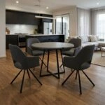 Σετ τραπεζαρία 5τμχ Rubes - Gabriel Megapap χρώμα γκρι σκυροδέματος - γκρι Ø100x78εκ.