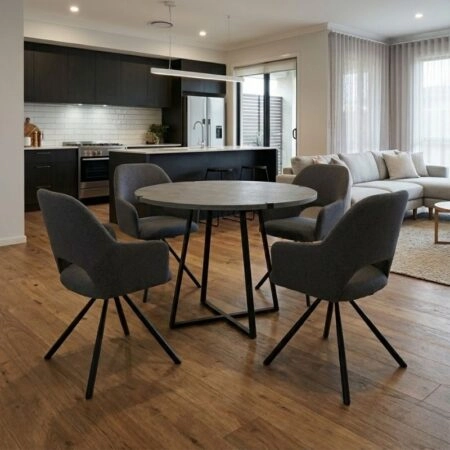 Σετ τραπεζαρία 5τμχ Rubes - Gabriel Megapap χρώμα γκρι σκυροδέματος - γκρι Ø100x78εκ.