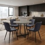 Σετ τραπεζαρία 5τμχ Rubes - Chiara Megapap χρώμα γκρι σκυροδέματος - ανθρακί Ø100x78εκ.