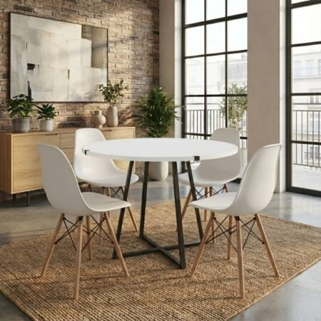 Σετ τραπεζαρία 5τμχ Rubes - Nova Megapap χρώμα λευκό Ø100x78εκ.