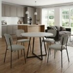 Σετ τραπεζαρία 5τμχ Rubes - Kevin Megapap χρώμα λευκό - λαδί Ø100x78εκ.