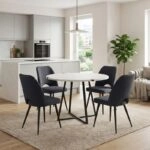 Σετ τραπεζαρία 5τμχ Rubes - Christy Megapap χρώμα λευκό - ανθρακί Ø100x78εκ.