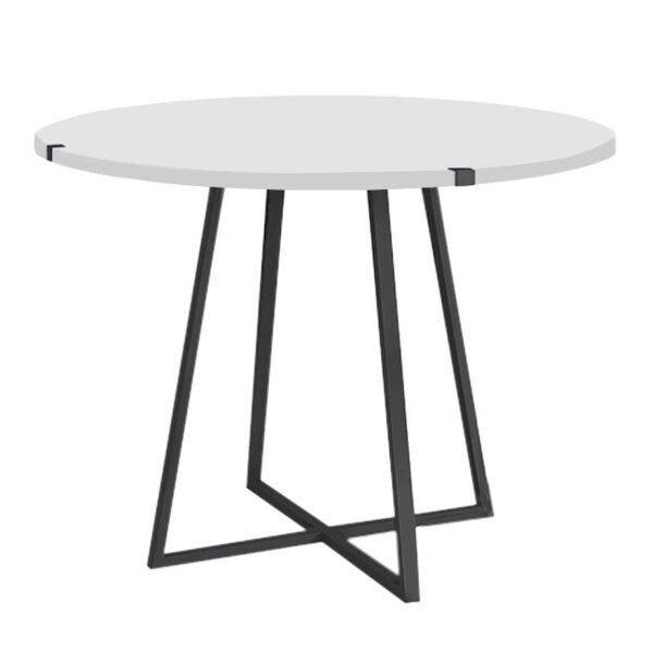 Σετ τραπεζαρία 5τμχ Rubes - Christy Megapap χρώμα λευκό - μουσταρδί Ø100x78εκ.