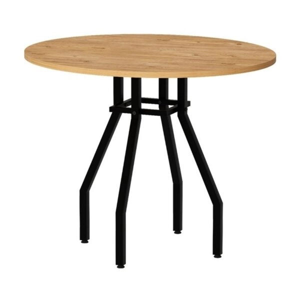 Σετ τραπεζαρία 5τμχ Roma - Rosa Megapap χρώμα pine oak - γκρι Ø80x75εκ.