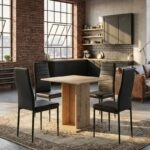 Σετ τραπεζαρία 5τμχ Allos - Rosa Megapap χρώμα sapphire oak - μαύρο 75x75x77εκ.