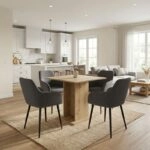 Σετ τραπεζαρία 5τμχ Allos - Monica Megapap χρώμα sapphire oak - γκρι 75x75x77εκ.