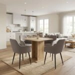 Σετ τραπεζαρία 5τμχ Allos - Monica Megapap χρώμα sapphire oak - ανοιχτό μπεζ 75x75x77εκ.