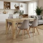 Σετ τραπεζαρία 5τμχ Darlen - Viva Megapap χρώμα sapphire oak - cappuccino 125x72x74εκ.