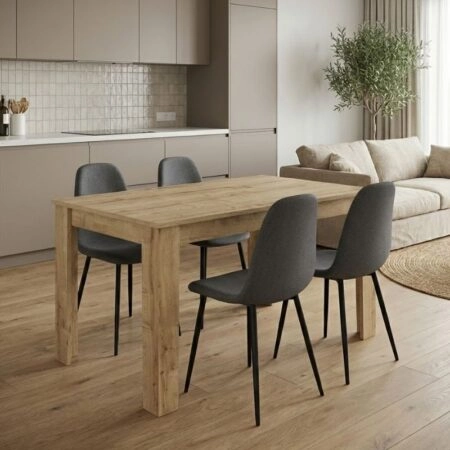 Σετ τραπεζαρία 5τμχ Darlen - Iris Megapap χρώμα sapphire oak - γκρι 125x72x74εκ.