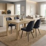 Σετ τραπεζαρία 5τμχ Darlen - Christy Megapap χρώμα sapphire oak - ανθρακί 125x72x74εκ.