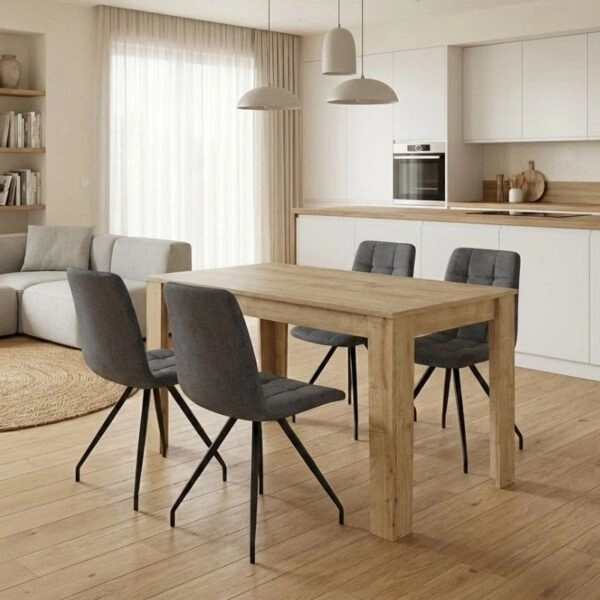 Σετ τραπεζαρία 5τμχ Darlen - Bianca Megapap χρώμα sapphire oak - γκρι 125x72x74εκ.