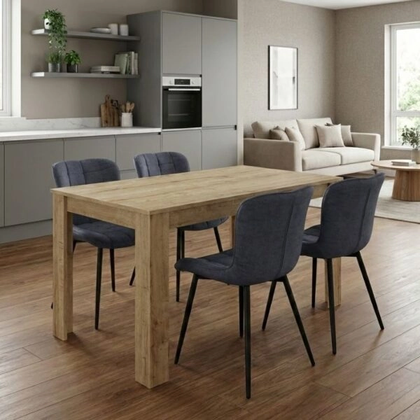 Σετ τραπεζαρία 5τμχ Darlen - Chiara Megapap χρώμα sapphire oak - ανθρακί 125x72x74εκ.