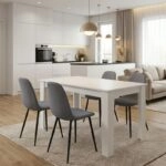 Σετ τραπεζαρία 5τμχ Darlen - Iris Megapap χρώμα λευκό - γκρι 125x72x74εκ.