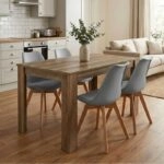 Σετ τραπεζαρία 5τμχ Darlen - Viva Megapap χρώμα καρυδί - γκρι 125x72x74εκ.