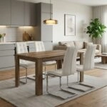 Σετ τραπεζαρία 5τμχ Darlen - Vela Megapap χρώμα καρυδί - λευκό 125x72x74εκ.