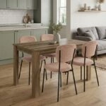 Σετ τραπεζαρία 5τμχ Darlen - Kevin Megapap χρώμα καρυδί - μόκα 125x72x74εκ.