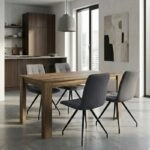 Σετ τραπεζαρία 5τμχ Darlen - Bianca Megapap χρώμα καρυδί - γκρι 125x72x74εκ.