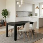 Σετ τραπεζαρία 5τμχ Darlen - Nova Megapap χρώμα sencron black - λευκό 125x72x74εκ.