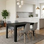 Σετ τραπεζαρία 5τμχ Darlen - Nova Megapap χρώμα sencron black - γκρι 125x72x74εκ.