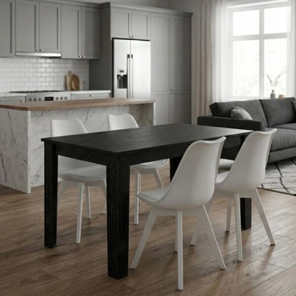 Σετ τραπεζαρία 5τμχ Darlen - Viva Megapap χρώμα sencron black - λευκό 125x72x74εκ.