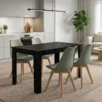 Σετ τραπεζαρία 5τμχ Darlen - Viva Megapap χρώμα sencron black - φυστικί 125x72x74εκ.