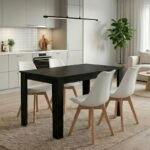 Σετ τραπεζαρία 5τμχ Darlen - Viva Megapap χρώμα sencron black - λευκό 125x72x74εκ.
