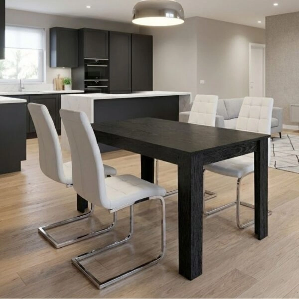 Σετ τραπεζαρία 5τμχ Darlen - Vela Megapap χρώμα sencron black - λευκό 125x72x74εκ.