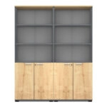 Βιβλιοθήκη γραφείου επαγγελματική Venturo Megapap χρώμα ανθρακί - φυσικό οξιάς 160x40x200εκ.