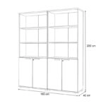 Βιβλιοθήκη γραφείου επαγγελματική Venturo Megapap χρώμα ανθρακί - φυσικό οξιάς 160x40x200εκ.