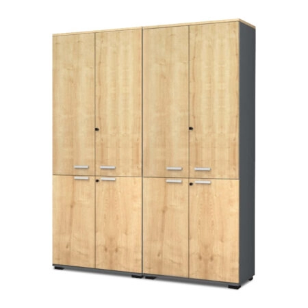 Ντουλάπα γραφείου επαγγελματική Venturo Megapap χρώμα ανθρακί - φυσικό οξιάς 160x40x200εκ.